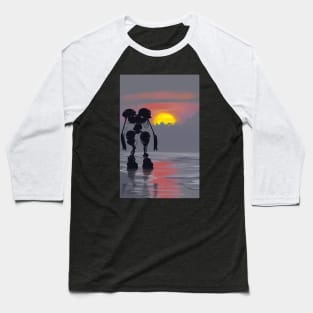 Sunset Gazing Robot Baseball T-Shirt